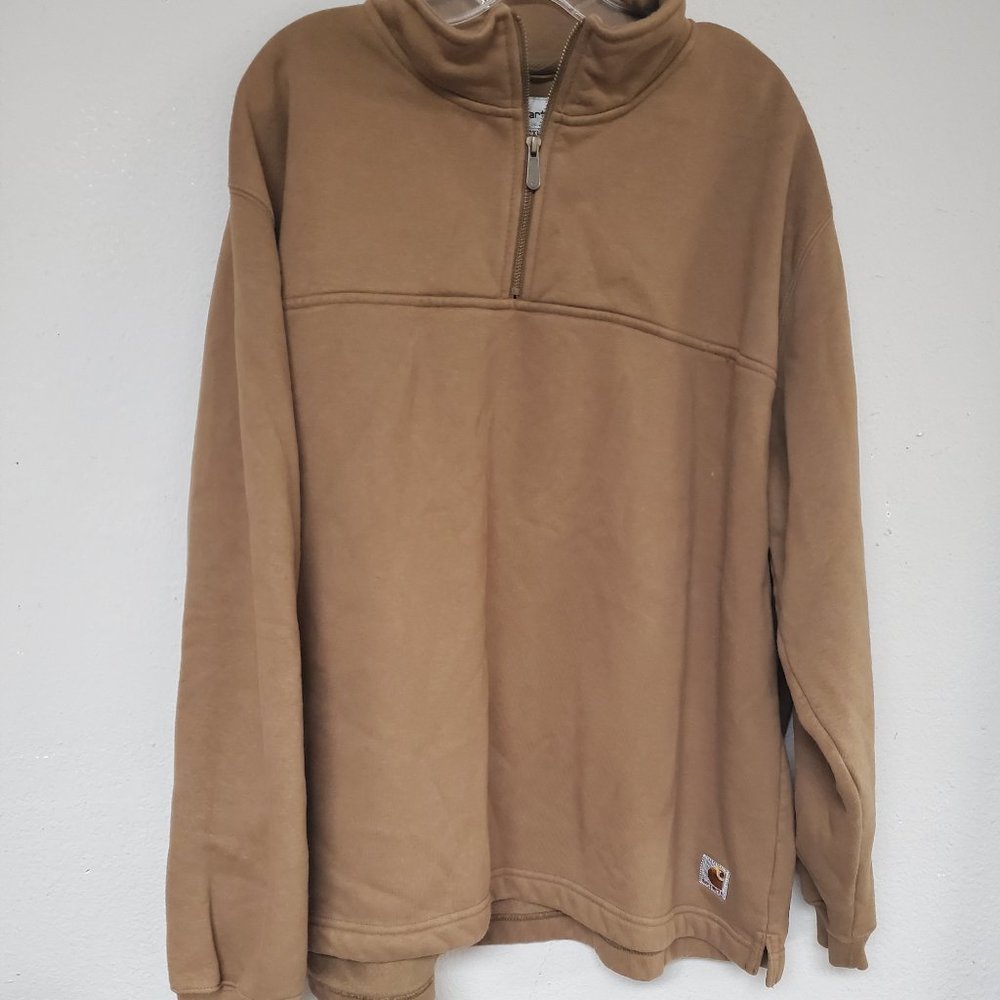 Men's Carhartt 2Xl  Half Zip Pullover Sweatshirt Brown Excellent Shape